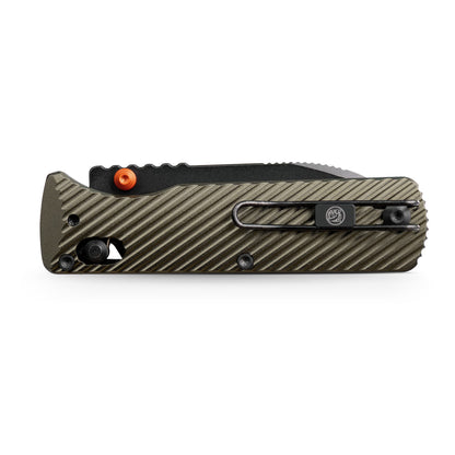 Vosteed Vombat A4105 - 2.92" M390 Black Stonewash Drop Point Blade, Olive Green Aluminium Handle