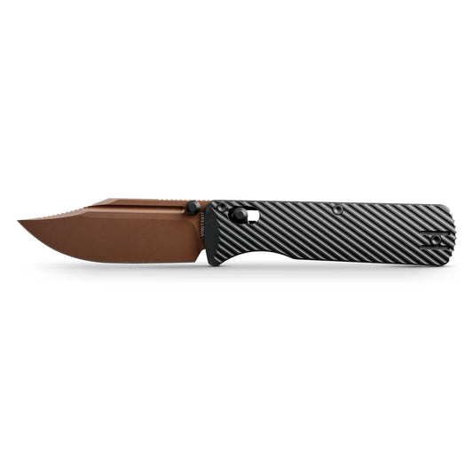 Vosteed Vombat A4106 - 2.92" M390 Copper Dune Bowie Blade, Black Aluminium Handle