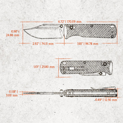 Vosteed Vombat A4106 - 2.92" M390 Copper Dune Bowie Blade, Black Aluminium Handle