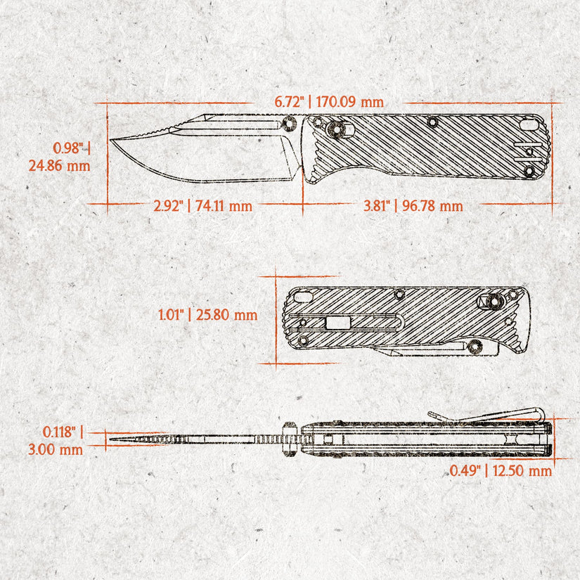 Vosteed Vombat A4106 - 2.92" M390 Copper Dune Bowie Blade, Black Aluminium Handle