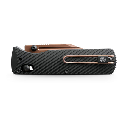 Vosteed Vombat A4106 - 2.92" M390 Copper Dune Bowie Blade, Black Aluminium Handle