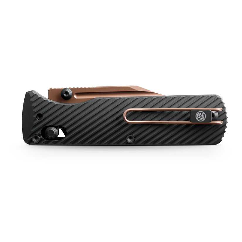 Vosteed Vombat A4106 - 2.92" M390 Copper Dune Bowie Blade, Black Aluminium Handle