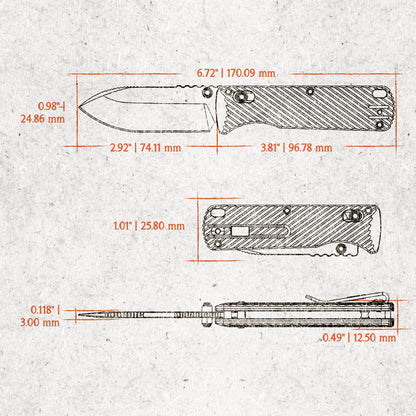 Vosteed Vombat A4107 - 2.92" M390 Copper Dune Drop Point Blade, Black Aluminium Handle