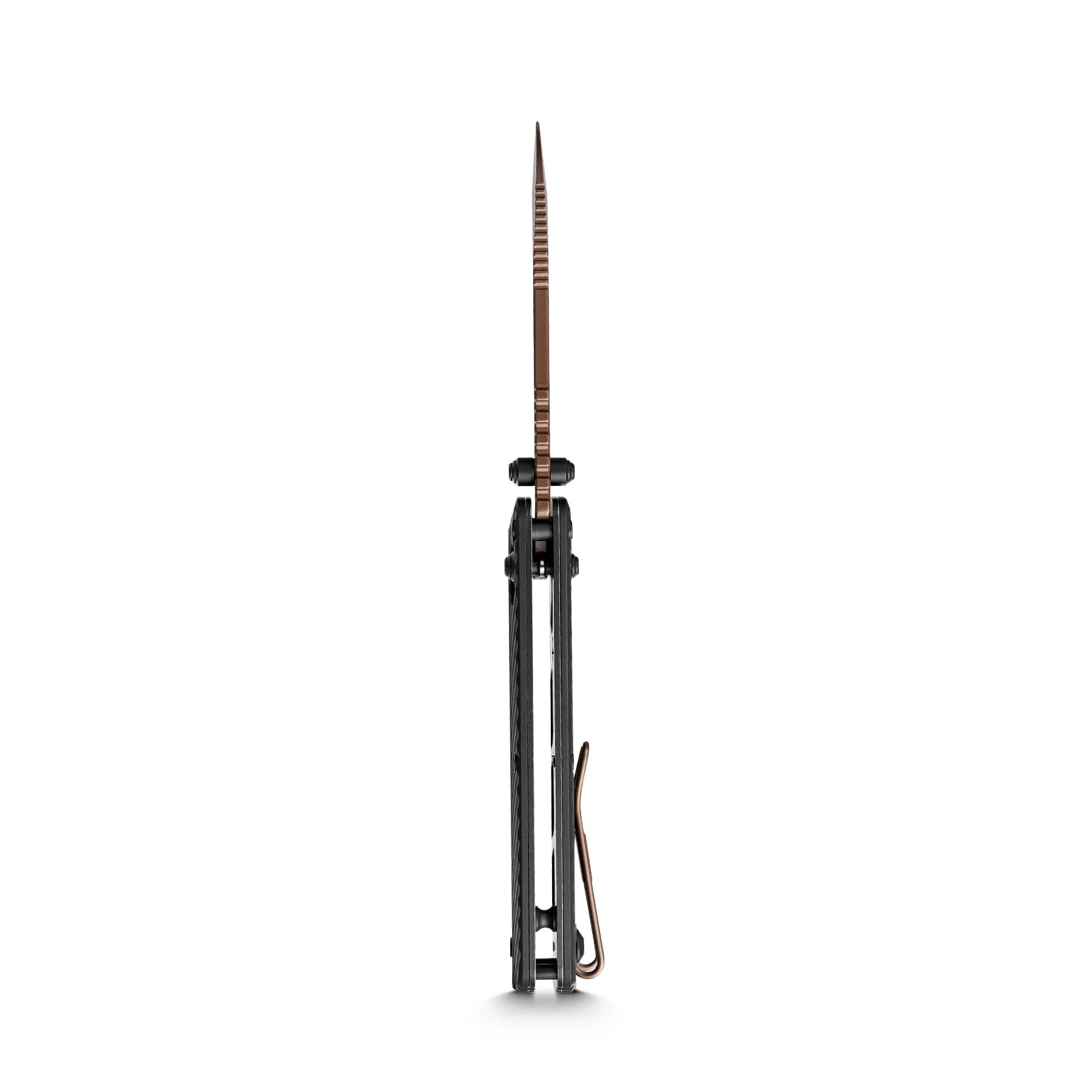 Vosteed Vombat A4107 - 2.92" M390 Copper Dune Drop Point Blade, Black Aluminium Handle
