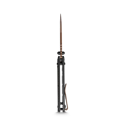 Vosteed Vombat A4107 - 2.92" M390 Copper Dune Drop Point Blade, Black Aluminium Handle