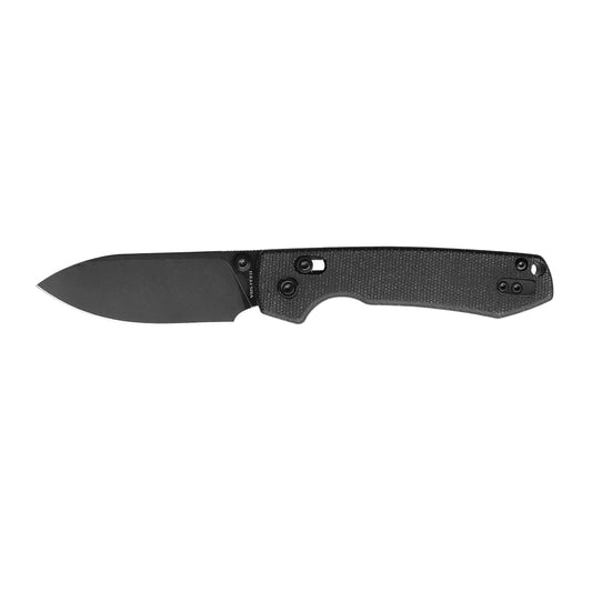 Vosteed Raccoon Crossbar A0501 - 3.25" 14C28N Black Stonewashed Blade, Black Micarta Handle