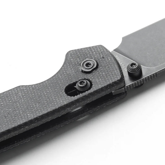 Vosteed Raccoon Crossbar A0501 - 3.25" 14C28N Black Stonewashed Blade, Black Micarta Handle