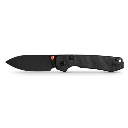 Vosteed Raccoon Top Liner Lock A2902 - 3.25" 14C28N Black Stonewashed Blade, Black Micarta Handle