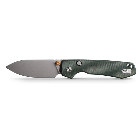 Vosteed Raccoon Top Liner Lock A2904 - 3.25" 14C28N Stonewashed Blade, Green Micarta Handle