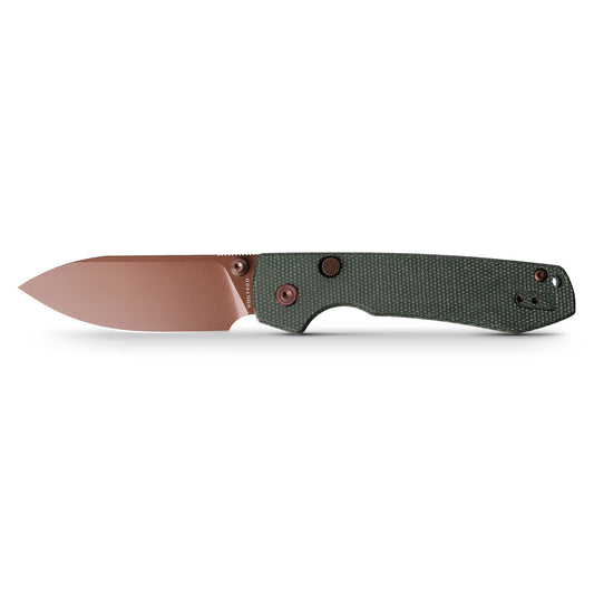 Vosteed Raccoon Top Liner Lock A2907 - 3.25" 14C28N Copper Dune Blade, Green Micarta Handle