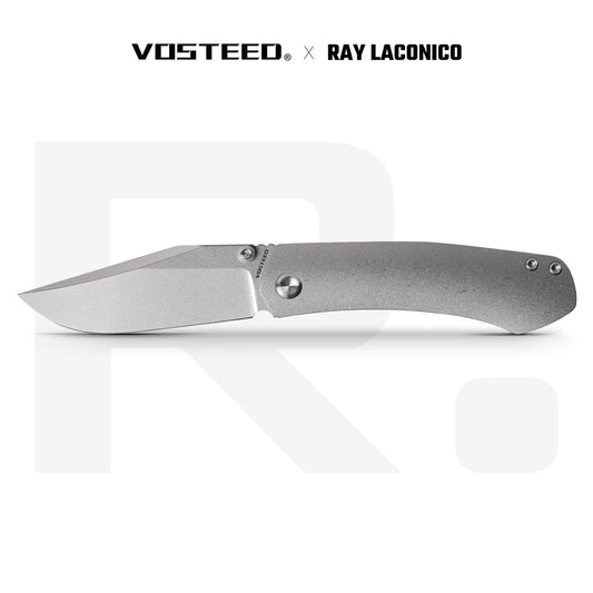 Vosteed Vallhund A2101 - 3.02" S35VN Stonewash Blade, Grey Titanium Handle