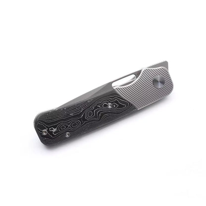 Miguron Ameight Knives Flix II - 3.25" S90V Blade, Silver Carbon Fibre Titanium Handle