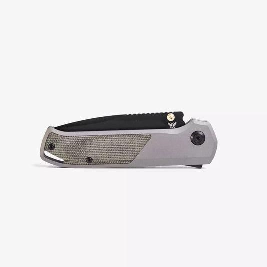 Flytanium Arcade FLY-1256 - 3.2" S35VN Black DLC Drop Point Blade, Gunmetal Aluminium Handles
