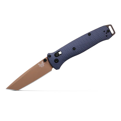 Benchmade Bailout 537FE-02 - M4 Flat Dark Earth Cerakote Tanto Blade, Crater Blue Aluminium Handles