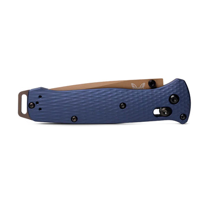 Benchmade Bailout 537FE-02 - M4 Flat Dark Earth Cerakote Tanto Blade, Crater Blue Aluminium Handles