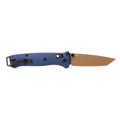 Benchmade Bailout 537FE-02 - M4 Flat Dark Earth Cerakote Tanto Blade, Crater Blue Aluminium Handles