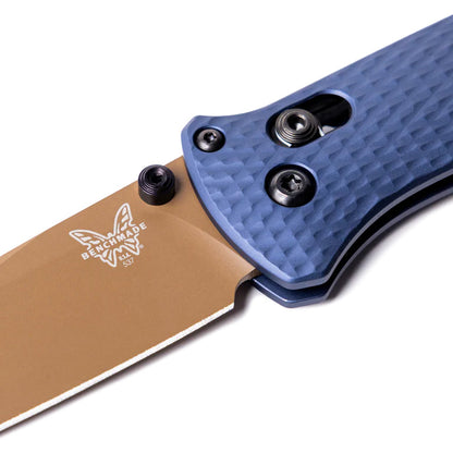 Benchmade Bailout 537FE-02 - M4 Flat Dark Earth Cerakote Tanto Blade, Crater Blue Aluminium Handles