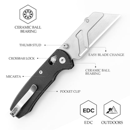 Trivisa Puppy-BM - 2.62" SK5 Utility Blade, Black Micarta Handle