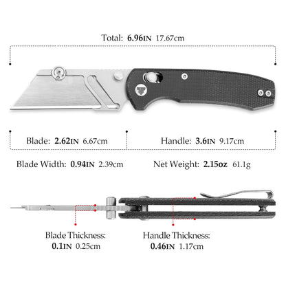 Trivisa Puppy-BM - 2.62" SK5 Utility Blade, Black Micarta Handle