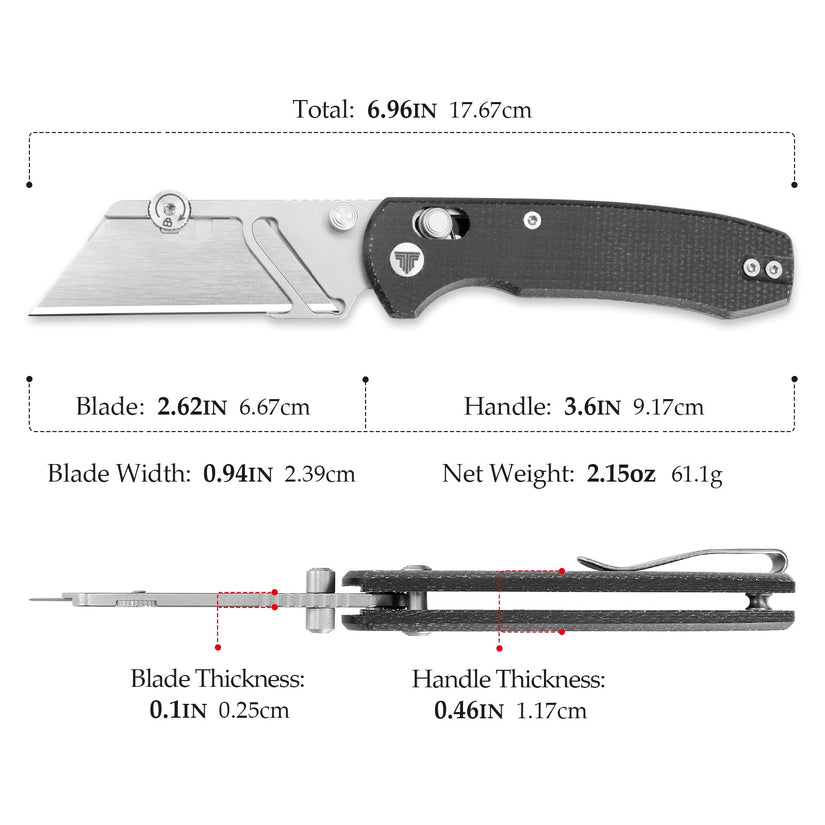 Trivisa Puppy-BM - 2.62" SK5 Utility Blade, Black Micarta Handle