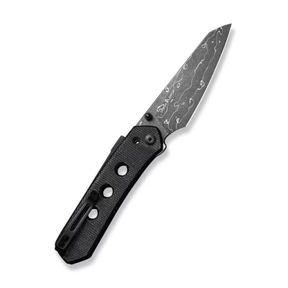 Civivi Vision FG Black Damascus C22036-DS2 - 3.54" Damascus Blade, Black Canvas Micarta