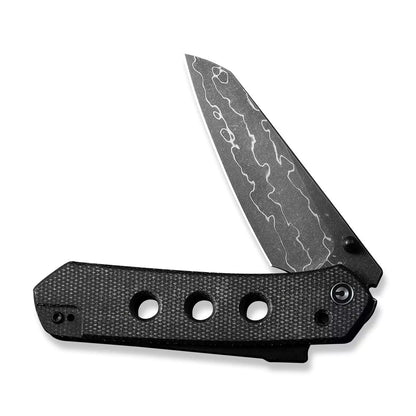 Civivi Vision FG Black Damascus C22036-DS2 - 3.54" Damascus Blade, Black Canvas Micarta