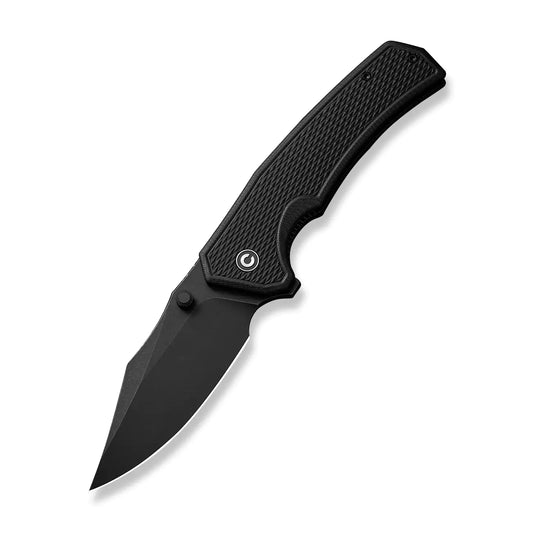 Civivi Vexillum C23003D-1 - 3.81" Nitro-V Black Stonewashed Blade, Milled Black G10 Handles