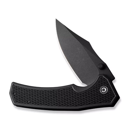 Civivi Vexillum C23003D-1 - 3.81" Nitro-V Black Stonewashed Blade, Milled Black G10 Handles