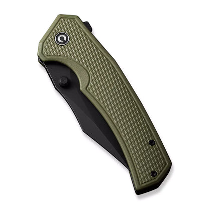 Civivi Vexillum C23003D-2 - 3.81" Nitro-V Black Stonewashed Blade, Milled OD Green G10 Handles