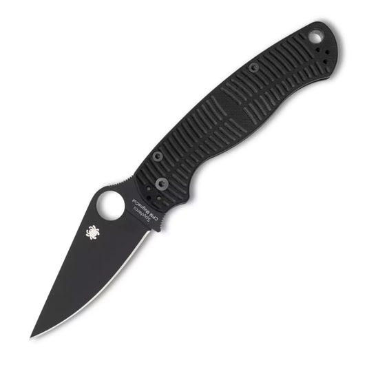Spyderco Para Military 2 Salt C81GMCBKP2 - 3.45" MagnaCut Black DLC Blade, Black G-10 Handles