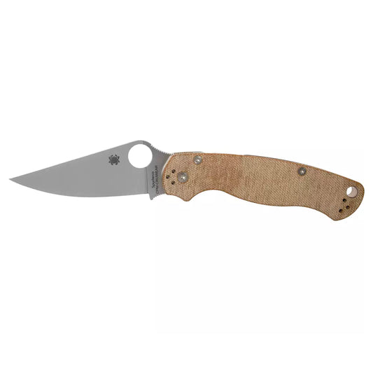 Spyderco Para Military 2 'Cru-Carta' C81MPCW2 - 3.47" CruWear Satin Blade, Brown Canvas Micarta