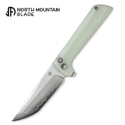 North Mountain Blade Chop 2 G10 - 3.4" SLD-Magic Steel San Mai Tanto Blade, Jade G10 Handle