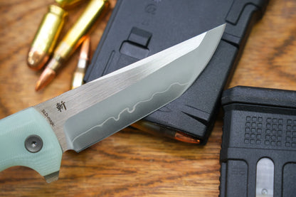 North Mountain Blade Chop 2 G10 - 3.4" SLD-Magic Steel San Mai Tanto Blade, Jade G10 Handle