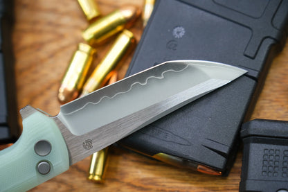 North Mountain Blade Chop 2 G10 - 3.4" SLD-Magic Steel San Mai Tanto Blade, Jade G10 Handle