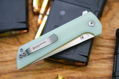 North Mountain Blade Chop 2 G10 - 3.4" SLD-Magic Steel San Mai Tanto Blade, Jade G10 Handle