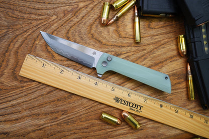 North Mountain Blade Chop 2 G10 - 3.4" SLD-Magic Steel San Mai Tanto Blade, Jade G10 Handle