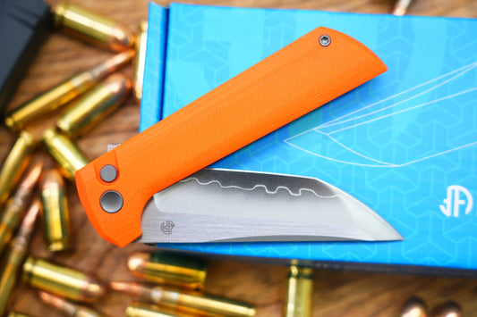 North Mountain Blade Chop 2 G10 - 3.4" SLD-Magic Steel San Mai Tanto Blade, Orange G10 Handle