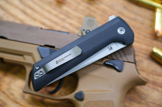 North Mountain Blade Chop 2 G10 - 3.4" SLD-Magic Steel San Mai Tanto Blade, Black G10 Handle