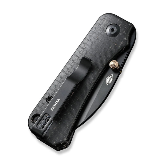 Civivi Baby Banter Wharncliffe C19068SC-1 - 2.32" Black Nitro-V, Black Burlap Micarta Contoured