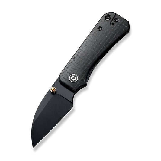 Civivi Baby Banter Wharncliffe C19068SC-1 - 2.32" Black Nitro-V, Black Burlap Micarta Contoured