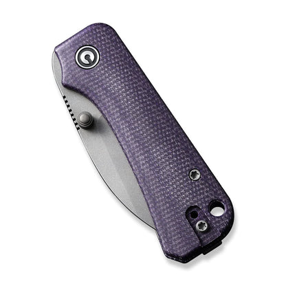 Civivi Baby Banter Wharncliffe C19068SC-2 - 2.32" Grey Stonewashed Nitro-V, Purple Canvas Micarta Contoured