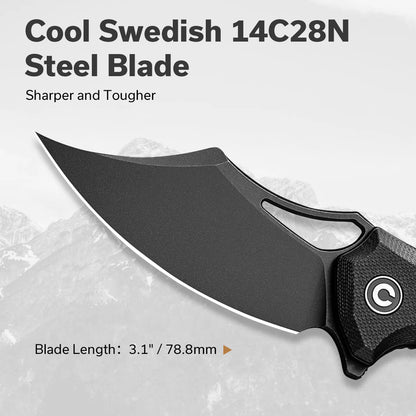Civivi Chiro C23046-1 - 3.1" 14C28N Black Blade, Black G10 Handles