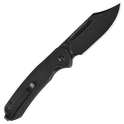 CJRB Pyrite Bowie - 3.15" AR-RPM9 Black Clip Point Blade, Black Steel Handles - J1942BST