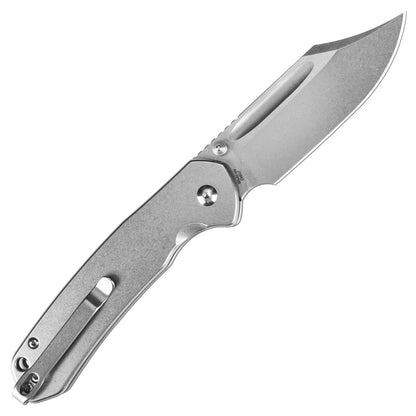 CJRB Pyrite Bowie - 3.15" AR-RPM9 Stonewashed Clip Point Blade, Steel Handles - J1942ST