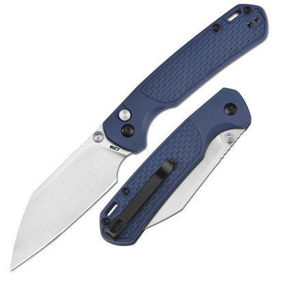 CJRB Pyrite Light - 3.34" AR-RPM9 Stonewash Wharncliffe Blade, Blue FRN Handles - J1945-BU