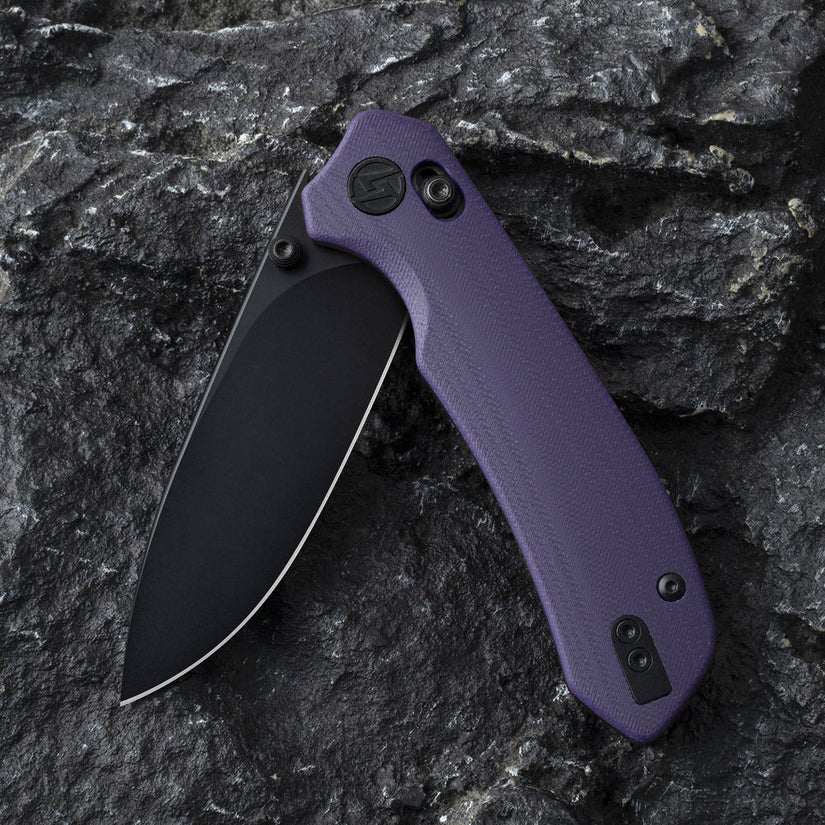 Olitans G031 - 3.3" 14C28N Black Blade, Purple G10 Handle
