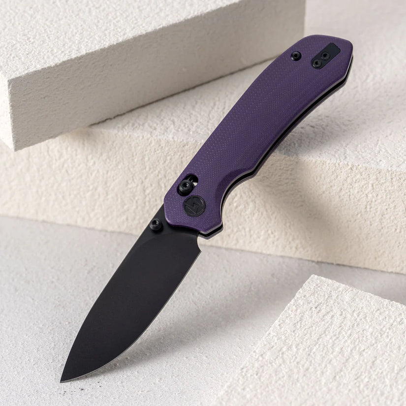 Olitans G031 - 3.3" 14C28N Black Blade, Purple G10 Handle