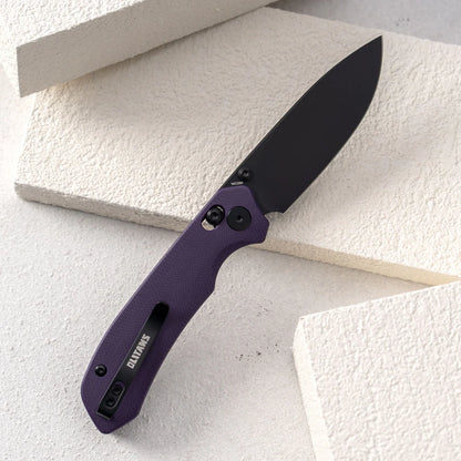 Olitans G031 - 3.3" 14C28N Black Blade, Purple G10 Handle