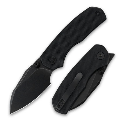 Olitans G057-BB - 2.36" 14C28N Black Stonewashed Blade, Black G10 Handle