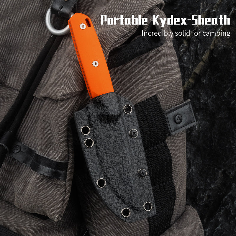 Olitans Fixed Blade G063 - 3.46" 14C28N Stonewashed Blade, Orange G10 Handle